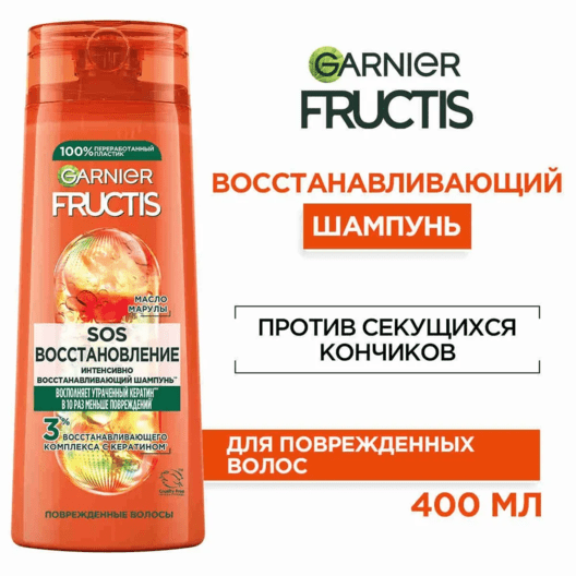 Garnier Fructis Укрепляющий шампунь для волос Фруктис SOS Восстановление для поврежденных волос 400 мл